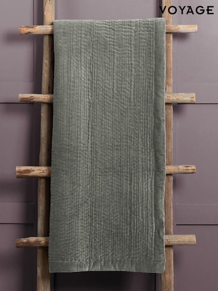 Voyage Steel Haze Velvet 100% Cotton Throw (K86639) | £130