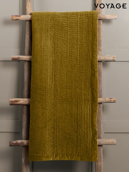 Voyage Mustard Yellow Haze Velvet 100% Cotton Throw (K86661) | £130