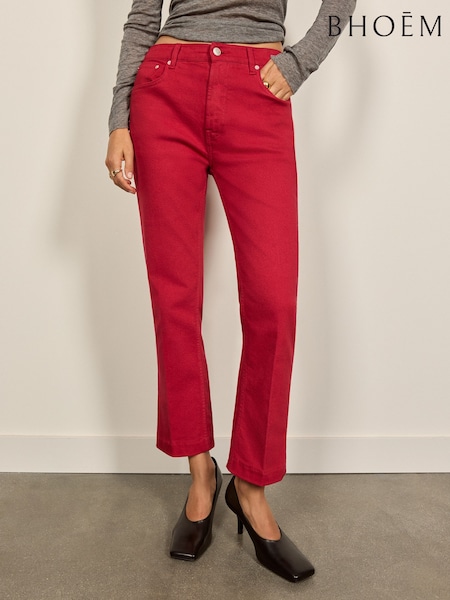 Red - Ankle Length Bootcut Stretch Jeans