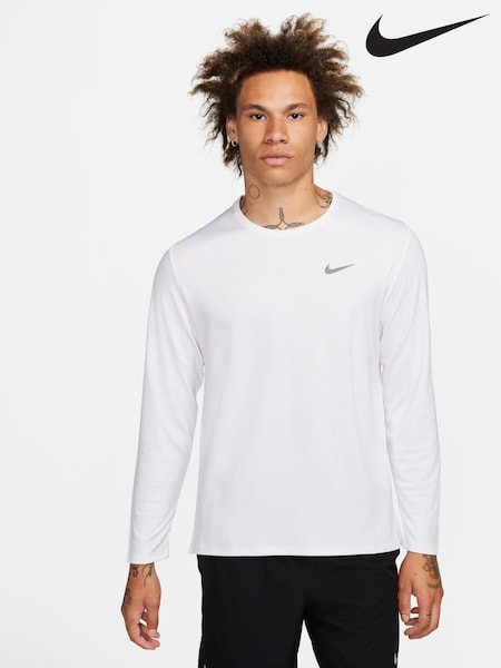 Nike White Dri-FIT UV Miler Long-Sleeve Running Top (K87102) | £38