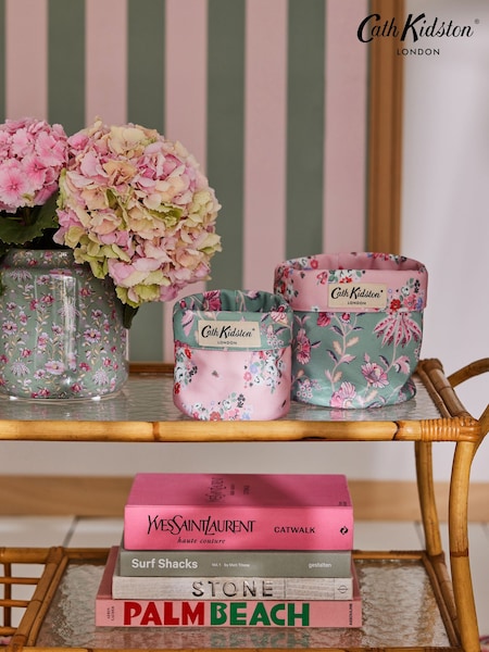 Cath Kidston Set of 2 Green/Pink Floral Reversible Storage Bags (K87505) | £12