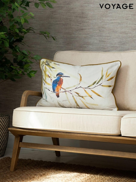 Voyage Evergreen Kingfisher Animal Piped Cushion (K87681) | £36