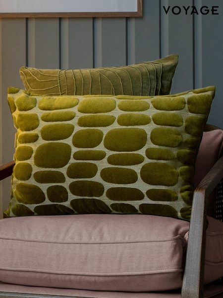 Voyage Olive Green 40 x 60cm Boulder Velvet Cushion (K87727) | £36