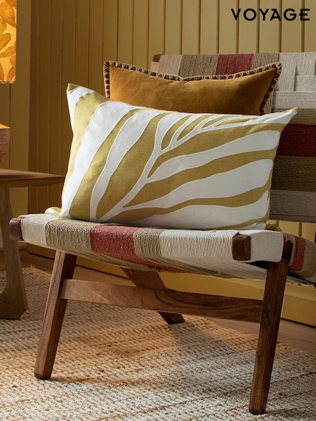 Voyage Mustard Bamboo Viscose Floral 100% Cotton Cushion (K87732) | £38