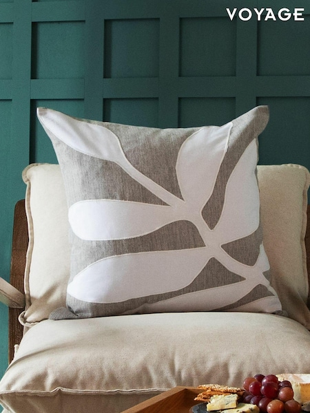 Voyage Steel Bodhi Floral 100% Cotton Cushion (K87749) | £36