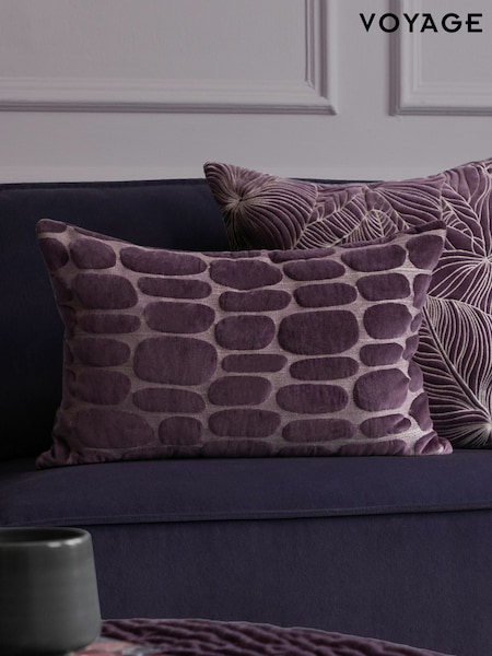 Voyage Plum 40 x 60cm Boulder Velvet Cushion (K87790) | £36