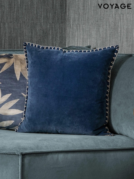 Voyage Bluebell Stitch Plain Blanket Stitched Cushion (K87834) | £32