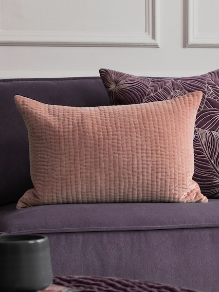 Voyage Coral Pink 40 x 60cm Haze Velvet Cushion (K87864) | £34