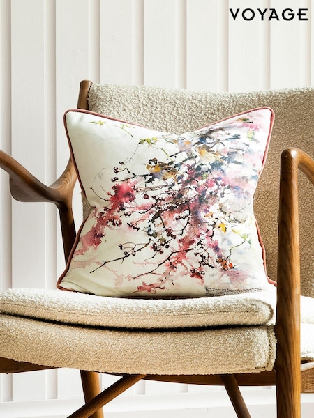 Voyage Blossom Brushwood Floral Animal Piped Cushion (K87919) | £26