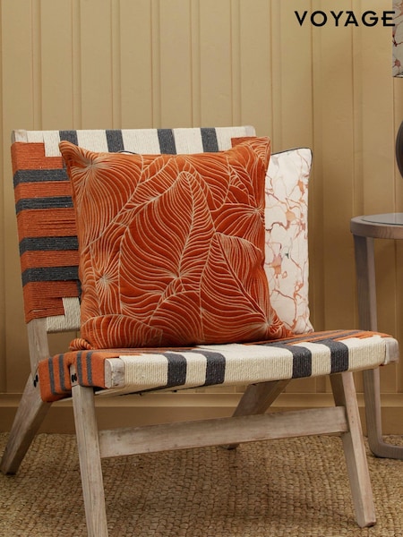 Voyage Sunset Orange 50 x 50cm Taro Embroidered Velvet Cushion (K87954) | £38