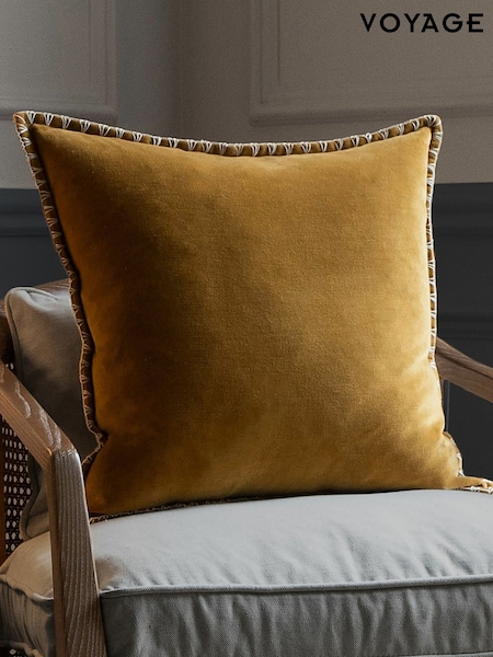 Voyage Mustard Stitch Plain Blanket Stitched Cushion (K87960) | £32