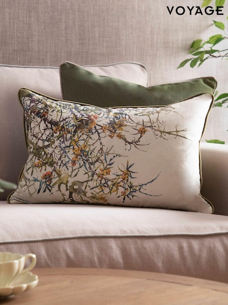 Voyage Olive Hawthorn Floral Piped Cushion (K87968) | £36
