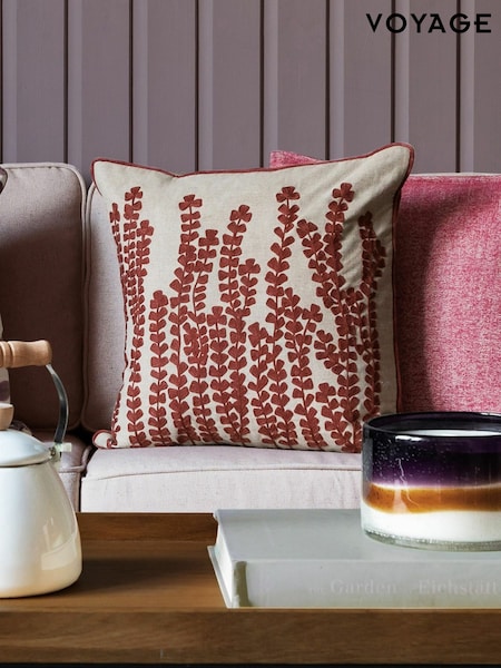 Voyage Persimmon Herb Floral Piped Cushion (K87981) | £38