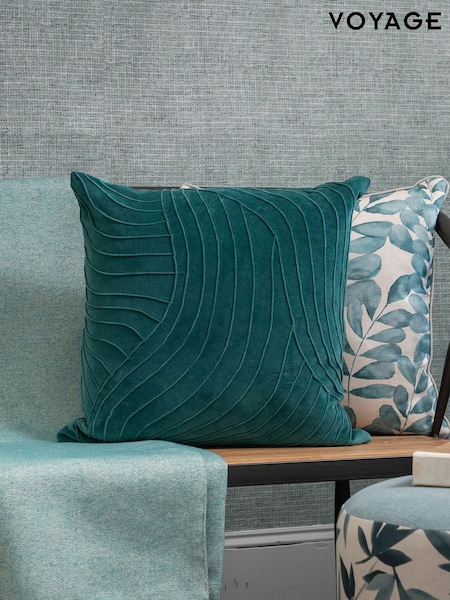 Voyage Teal Waterfall Abstract Cushion (K87983) | £34
