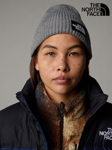 The North Face Grey Logo Box Cuffed Beanie (K88110) | £28