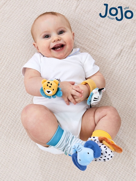 JoJo Maman Bébé Safari Wrist and Ankle Rattle Set (K88266) | £16