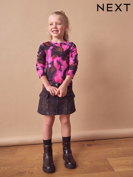 Pink Tie Dye Long Sleeve Ribbed Top (3-16yrs) (K88400) | £6 - £9