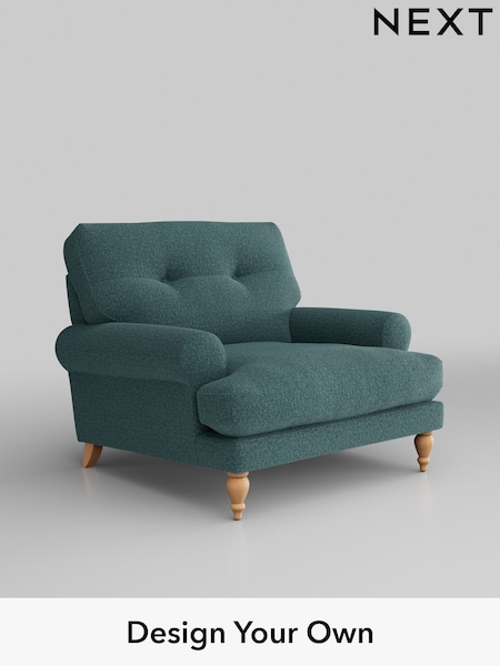 Chunky Chenille/Mid Teal Green Erin Buttoned Back Deep Relaxed Sit (K88650) | £925