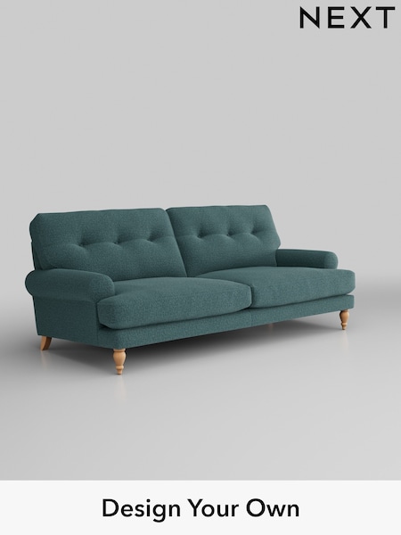 Chunky Chenille/Mid Teal Green Erin Buttoned Back Deep Relaxed Sit (K88650) | £1,425