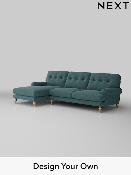 Chunky Chenille/Mid Teal Green Erin Buttoned Back Deep Relaxed Sit (K88650) | £2,025