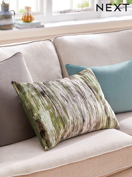 Green 40 x 59cm Haze Velvet Stripe Cushion (K89923) | £24