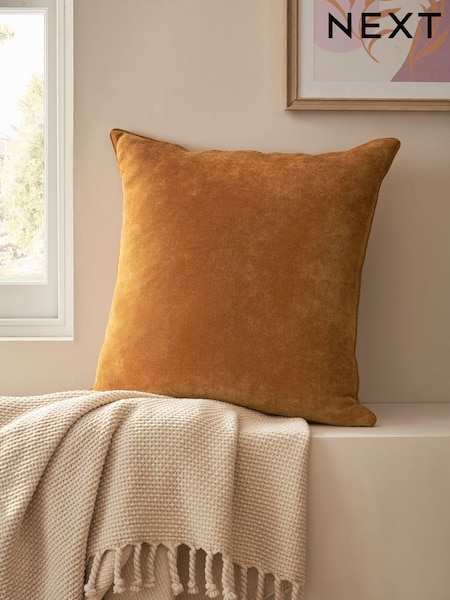 Caramel Brown 59 x 59cm Soft Velour Cushion (K89937) | £18