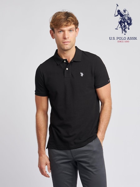 U.S. Polo Assn. Black Regular Fit Pique 100% Cotton Polo Shirt (K90237) | £50