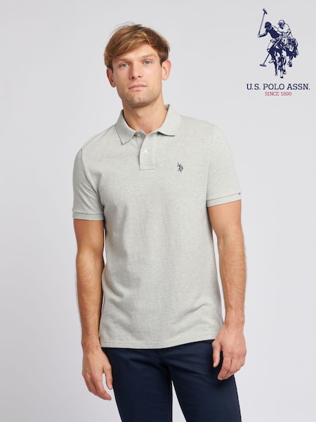U.S. Polo Assn. Grey Regular Fit Pique 100% Cotton Polo Shirt (K90262) | £50