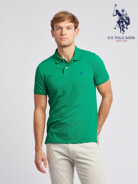 U.S. Polo Assn. Green Regular Fit Pique 100% Cotton Polo Shirt (K90263) | £50