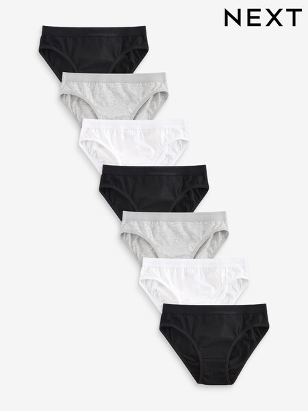 Black/White Bikini Briefs 7 Pack (5-16yrs) (K90362) | £11 - £15
