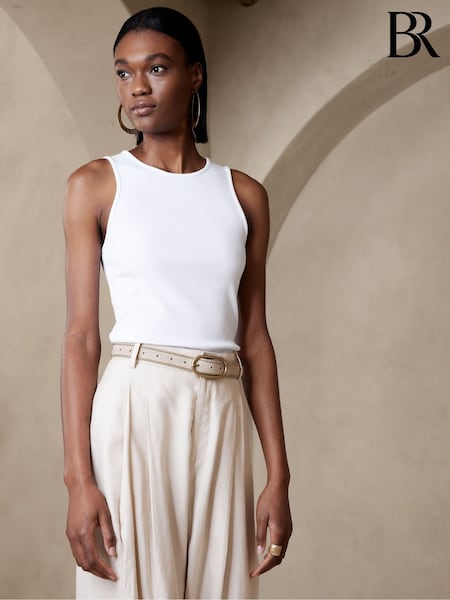Banana Republic White Ribbed Cutaway Vest (K90455) | £20