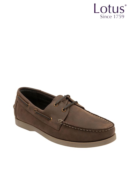 Lotus Brown Leather Boat Shoes (K90511) | £60
