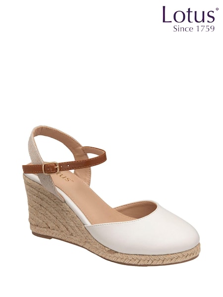 Lotus White Wedge Espadrille Shoes (K90527) | £50