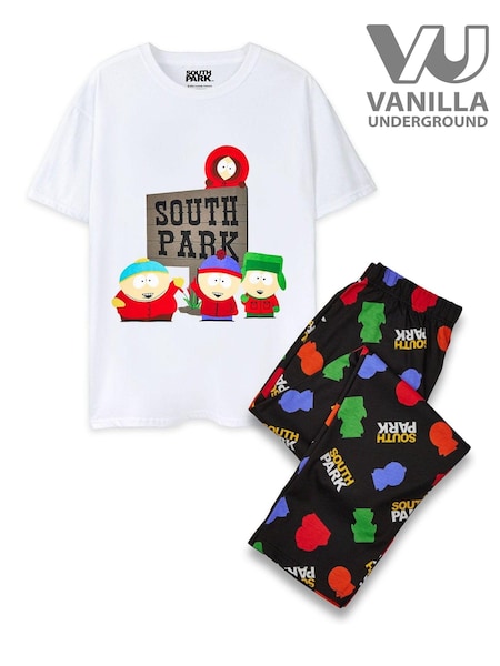 Vanilla Underground Mens White South Park 100% Cotton Licensed Pyjamas (K91523) | £28