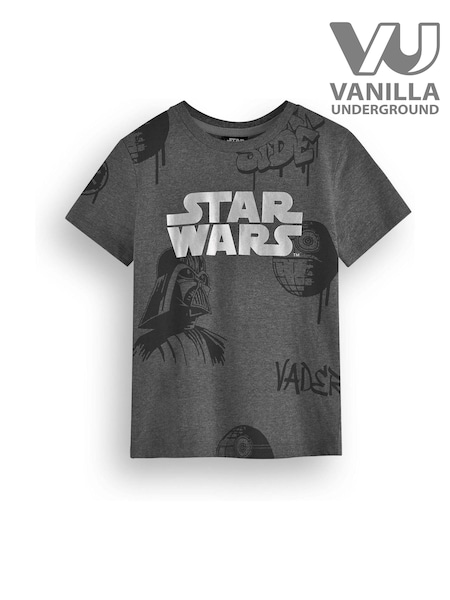 Vanilla Underground Grey Boys Star Wars 100% Cotton T-Shirt (K91561) | £14