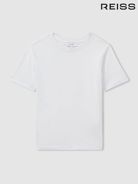 Reiss White Bless 13-14 yrs Cotton-Blend Jersey Crew-Neck T-Shirt (K92500) | £14