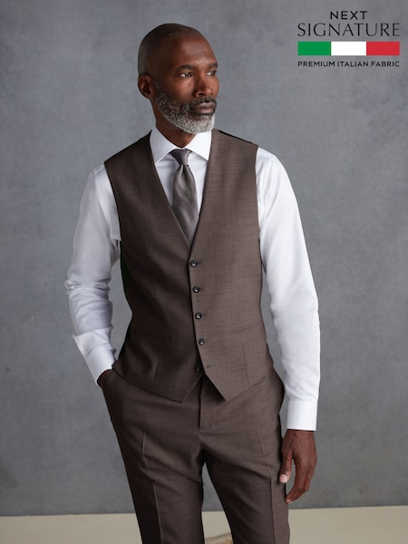 Brown Signature Tollegno Suit Waistcoat (K92765) | £60