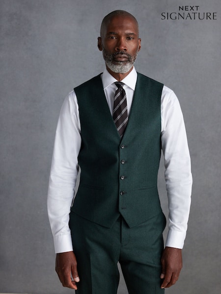Green Signature Zignone Flannel Suit Waistcoat (K92771) | £90