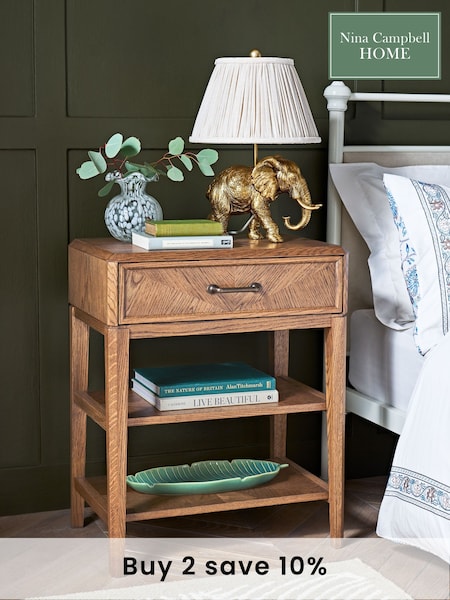Nina Campbell Brown Tedworth 1 Drawer Bedside (K93232) | £369
