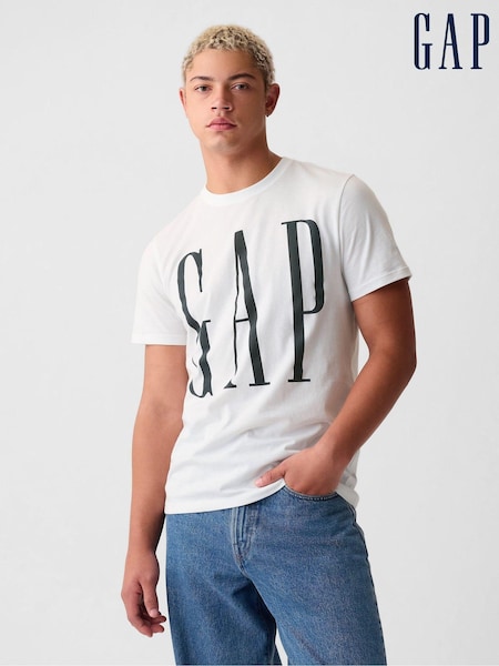 Gap White Everyday Logo 100% Cotton Crew Neck Short Sleeve T-Shirt (K93268) | £14