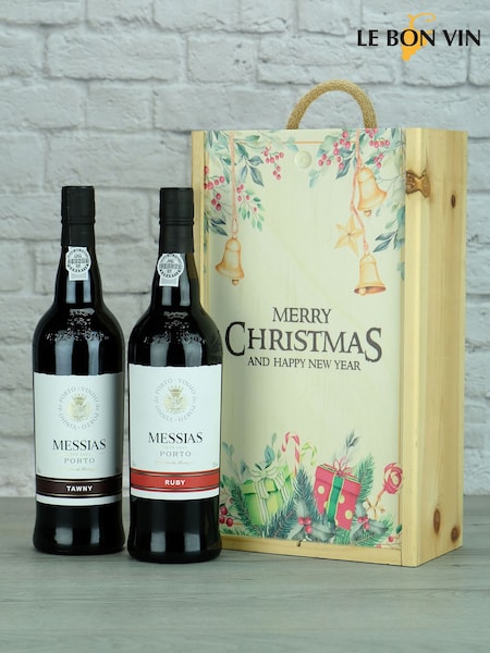 LeBonVin Messias Port Duo Christmas Wood Gift Box (K93477) | £52