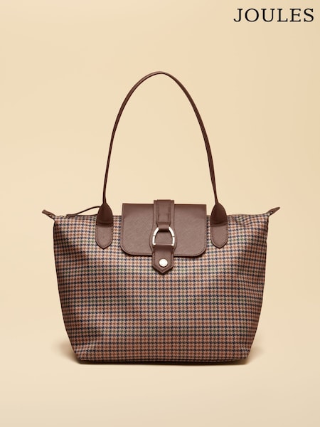 Neutral Check - Joules Edie Zip Top Shopper Bag