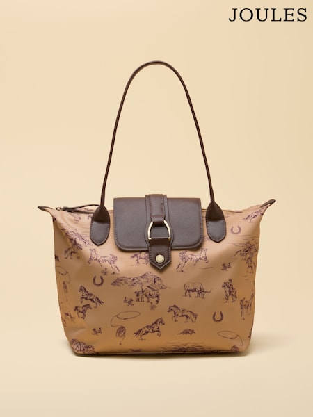 Neutral Rodeo Print - Joules Edie Zip Top Shopper Bag