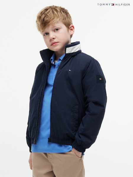 Navy Blue - Tommy Hilfiger Essential Flag Logo Collar Padded Jacket