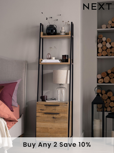 Dark Bronx Oak Effect Ladder Bedside Table (K93733) | £250