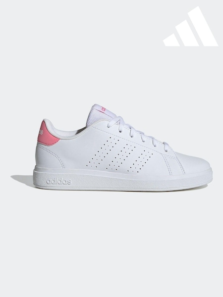adidas White/Pink Kids Advantage Base 2.0 Trainers (K93892) | £33