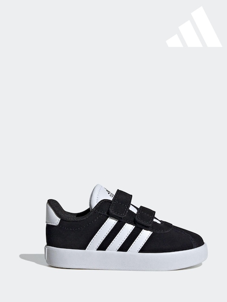 adidas Black VL Court 3.0 Hook and Loop Trainers (K95044) | £30