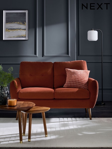 Soft Velvet Rust Brown Wilson Compact 2 Seater Sofa in a Box (K95623) | £475