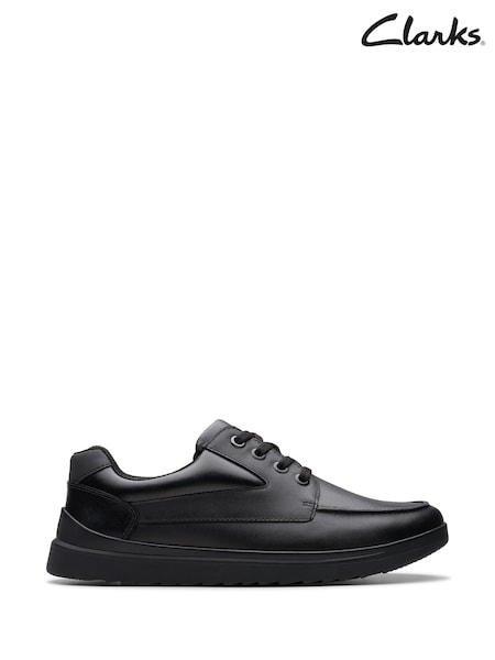 Clarks Black Wide Fit (G) Leather Keelan Flare Shoes (K96040) | £52 - £54