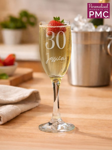 Personalised Big Age & Name Flute Glass By Pmc